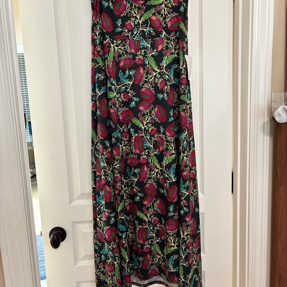 LuLaRoe Maxi Skirt - Floral Black and Pink